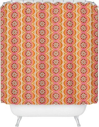 Megan Galante Wavy Daisy Shower Curtain Orange