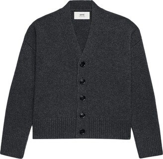 V-neck elbow patches cardigan