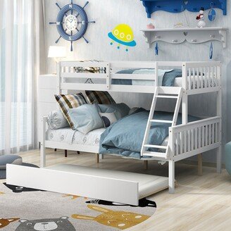 RASOO Twin Over Full Bunk Bed with Trundle, Convertible into 2 Beds, the Bunk Bed