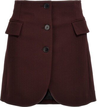 Button-Detailed Tailored Mini Skirt-AA