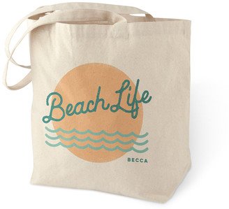 Cotton Tote Bags: Beach Life Cotton Tote Bag, Orange