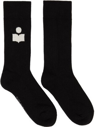 Black Sporty Logo Socks