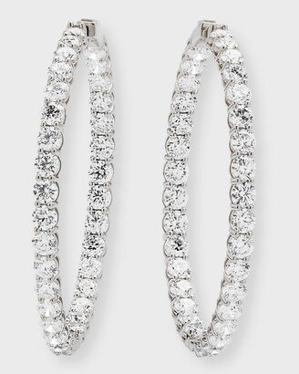 Neiman Marcus Diamonds 18K White Gold Diamond Hoop Earrings, 21.12tcw