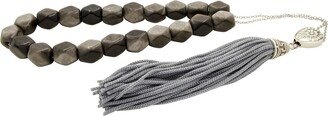 Stainless Steel Chain Rhombus Gray Obsidian Greek Komboloi Worry Beads 21 mm Anti Stress Relieve Anxiety