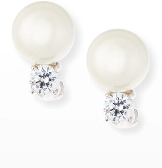 10mm Pearly Bead & Crystal Stud Earrings