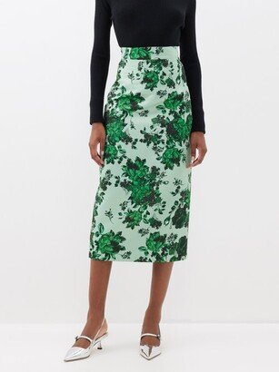 Lorinda Floral-print Taffeta Midi Skirt