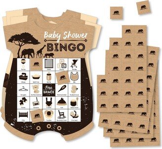 Big Dot of Happiness Wild Safari - Picture Bingo Cards and Markers - African Jungle Adventure Baby Shower Shaped Bingo Game - Set of 18