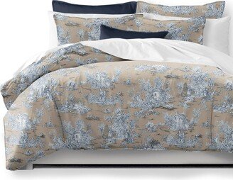 6ix Tailors Chateau Blue/Beige Coverlet and Pillow Sham