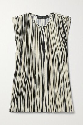 Flou Pleated Striped Crepe Blouse - Cream