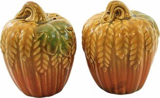 Tabletop Classic Harvest Pumpkins S/P - Set Of Salt And Pepper Shakers 3.0 Inches - Thanksgiving Fall - Th00383 - Ceramic - Orange