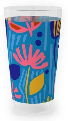 Outdoor Pint Glasses: Paper Cut Floral Garden Outdoor Pint Glass, Multicolor