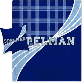 Spelman College Jaguars Plaid Wave Lightweight Blanket and Pillow Combo Set