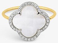 Womens Yellow Gold Morganne Bello 18ct Yellow-gold and Diamond Mother of earl Ring