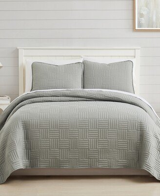 Grid 3 Piece Quilt Set, Queen