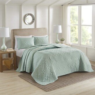 Gracie Mills Oakley 3 Piece Reversible Bedspread Set Seafoam Cal King