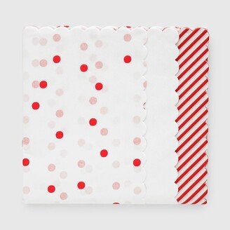 Sugar Paper + Target 25ct Scalloped Gift Tissue Paper White/Red - Sugar Paper™ + Target