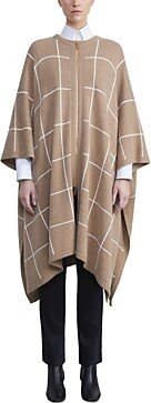 Cashmere Check Intarsia Poncho