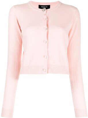 Crystal-Buckle Cashmere Cardigan