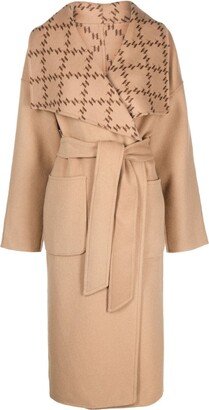 Belted-Waist Reversible Wool Coat