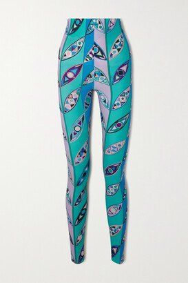 Printed Stretch Leggings - Blue