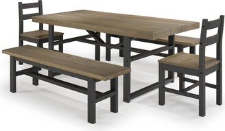 MyBedNow Rustic Forest Solid Wood 5-piece Dining Set with Bench