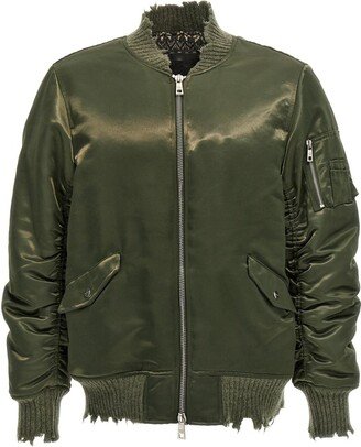 Used effect detail bomber jacket-AA