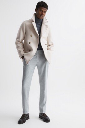 Shearling Mid Length Pea Coat-AA