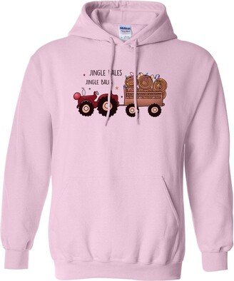 TeesAndTankYou Jingle Bales Country Christmas Hoodie Sweatshirt Unisex Medium Pink