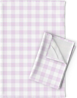 Lavender Gingham Tea Towels | Set Of 2 - Ginghampurple By Longdogcustomdesigns Easter Nursery Linen Cotton Spoonflower