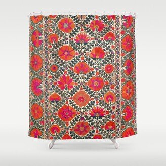 Kermina Suzani Uzbekistan Colorful Embroidery Print Shower Curtain