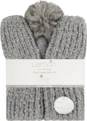 Snow Storm Beanie And Mitten Set In Grey/grey