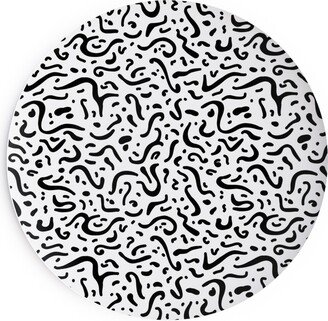 Salad Plates: Squiggly - Black And White Salad Plate, Black