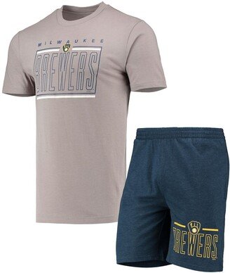 Men's Concepts Sport Navy, Gray Milwaukee Brewers Meter T-shirt and Shorts Sleep Set - Navy, Gray