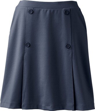 Women's School Uniform Ponte Button Front Skort Above the Knee