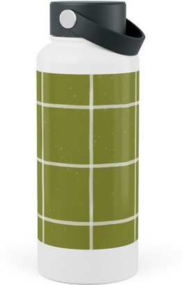 Photo Water Bottles: Watercolor Windowpane - Green Stainless Steel Wide Mouth Water Bottle, 30Oz, Wide Mouth, Green