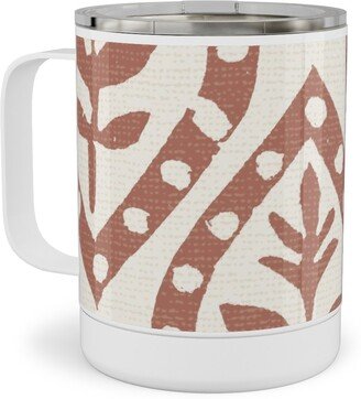 Travel Mugs: Molly's Print - Terracotta Stainless Steel Mug, 10Oz, Brown