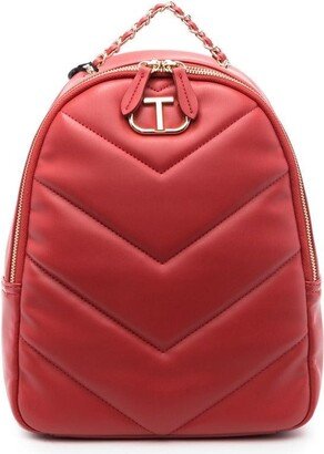 Logo-Plaque Faux-Leather Backpack-AB