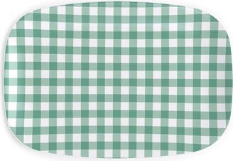 Serving Platters: Simple Gingham Serving Platter, Green