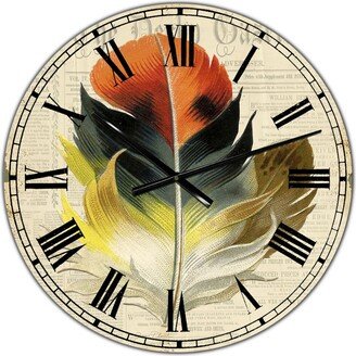 Designart Colorful Elegant Feather Iii Oversized Cottage Wall Clock - 36