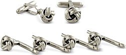 Silver Plated Knot Shirt Stud & Cufflinks Set