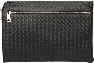 Zip Front Detail Weaved Clutch