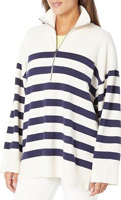 Coastal Stripe Pullover (Champagne Navy) Women's Clothing