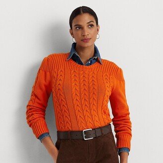 Ralph Lauren Cable-Knit Puff-Sleeve Sweater-AB