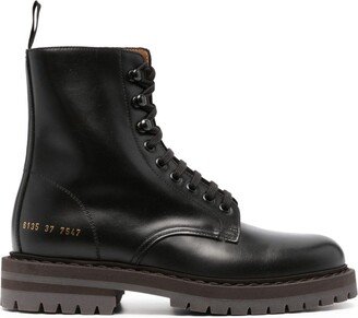 Lace-Up Leather Combat Boots-AA