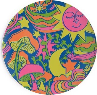 Salad Plates: Psychedelic Daydream - Blue And Neon Salad Plate, Multicolor