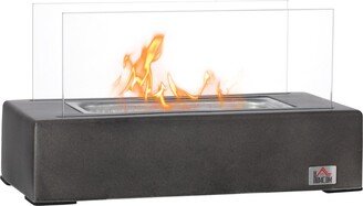 Homcom Tabletop Fireplace, 13 Concrete Alcohol Fireplace Dark Grey