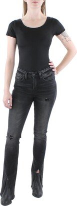 Womens Distressed Split Bottom Slim Jeans