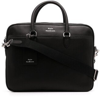 Logo-Print Leather Briefcase