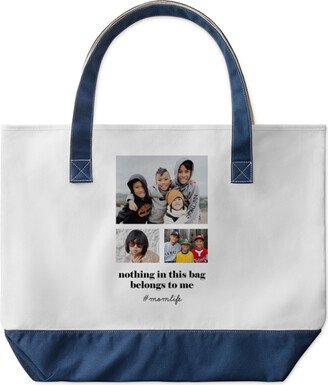 Large Tote Bags: Gallery Of Three Text Large Tote, Navy, Photo Personalization, Large Tote, Multicolor