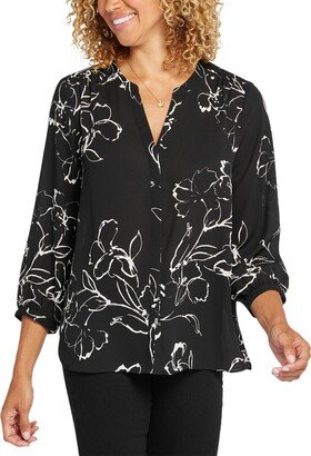 Petite 3/4-Sleeve Pintuck Blouse